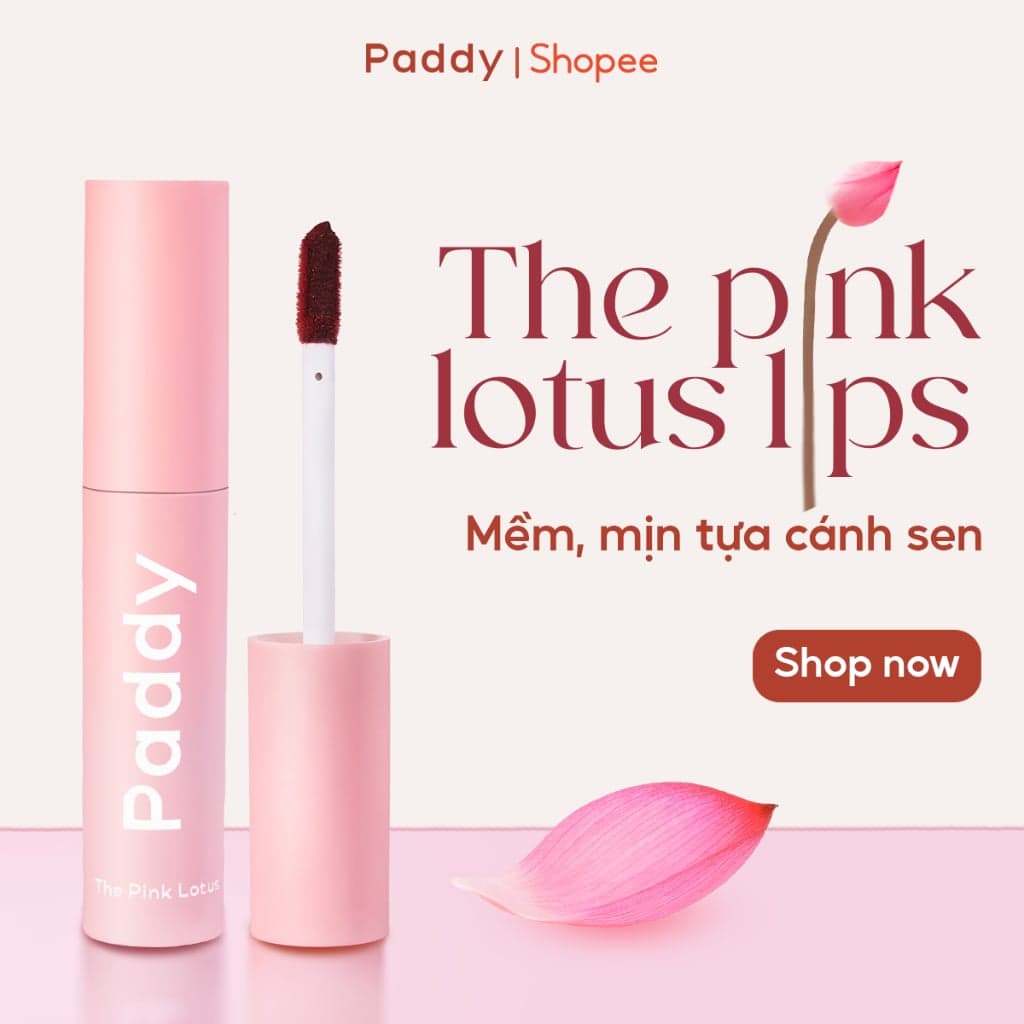 Son Thuần Chay Paddy The Pink Lotus Lips – Chiết Xuất Hoa Sen, Mềm Mịn Không Khô Môi 3g SKVEG