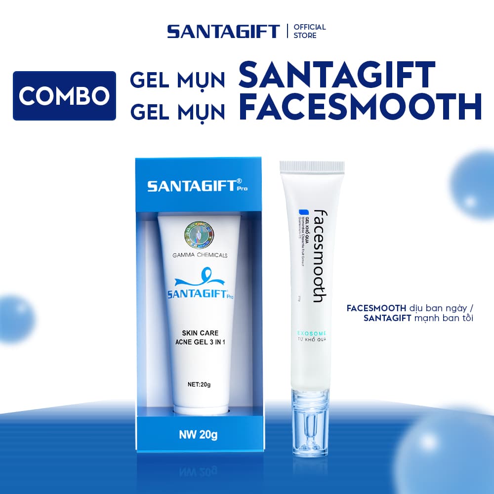 Combo Gel Hỗ Trợ Giảm Mụn Gamma Santagift & Facesmooth Làm Đẹp Da - 1GGM 1GKQ